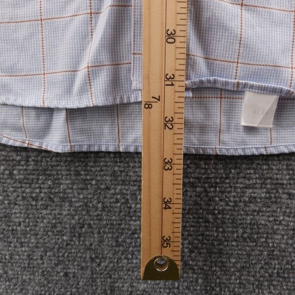 Eton Blue Orange Check 18 Button Up Convertible Cuff Pocket Long Sleeve Shirt - Picture 12 of 16